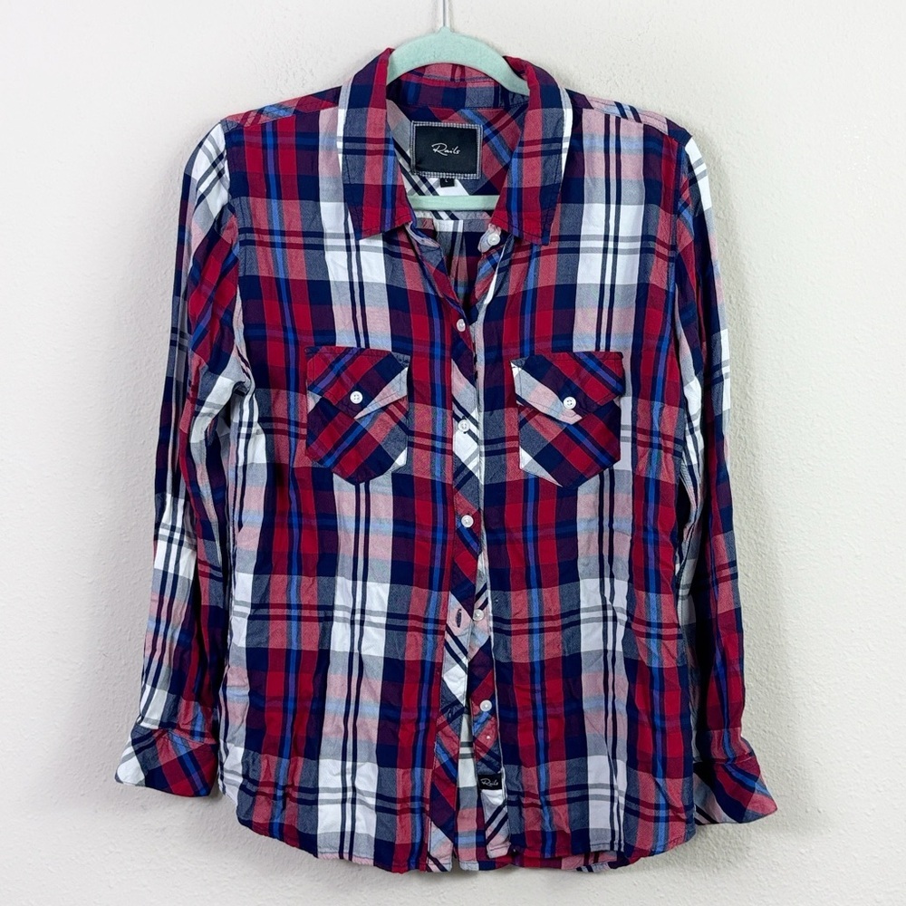 Rails Plaid Button Down Shirt‎ Red Blue White w/ pockets size large